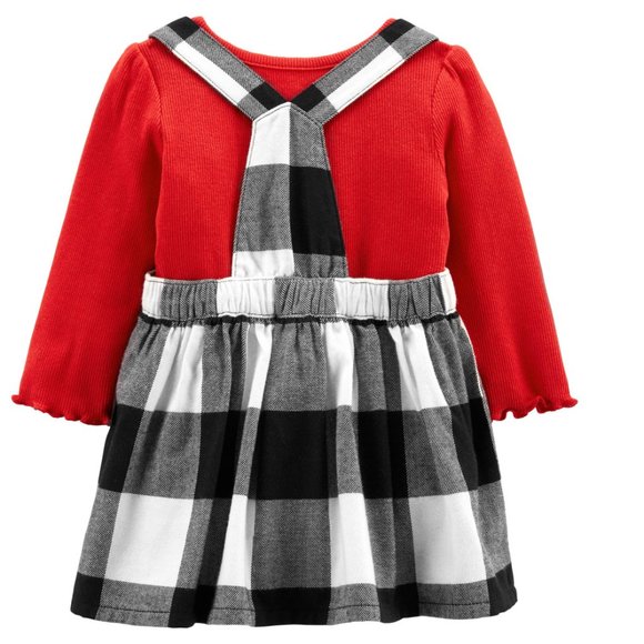 Baby Girls Carter's 2 pc Plaid Flannel Jumper & Bodysuit Outfit Size 3 12 mo NWT - Picture 2 of 6